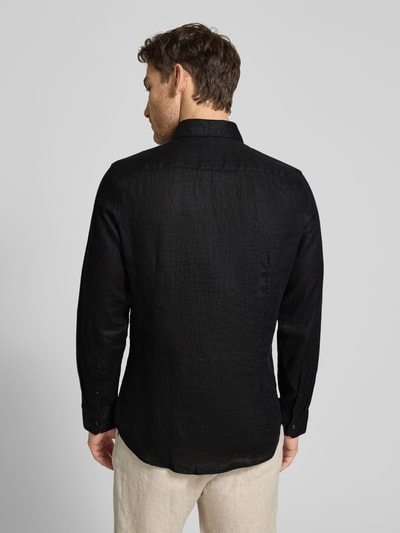 Seidensticker Slim Fit Business-Hemd aus Leinen mit Kentkragen Black 5
