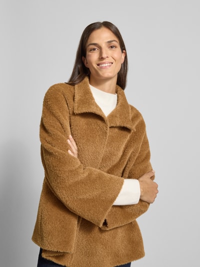 ICONS Cinzia Rocca Kurtka z mieszanki żywej wełny i wełny z alpaki ze stójką Camel 3