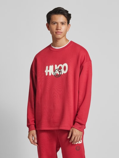 Hugo Blue Sweatshirt mit Label-Print Modell 'Nimaylong' Rot 4