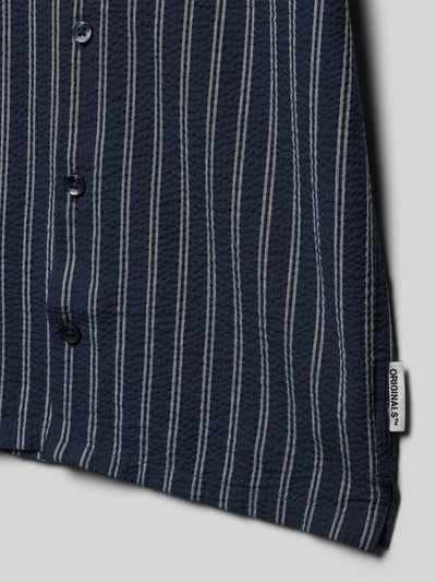 Jack & Jones Regular fit overhemd met streepmotief, model 'JORPALMA SEERSUCKER' Marineblauw - 2