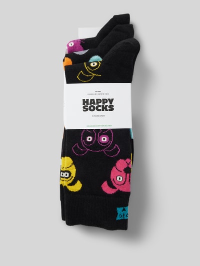 Happy Socks Socken mit Label-Print Modell 'Classic' im 3er-Pack Marine 3