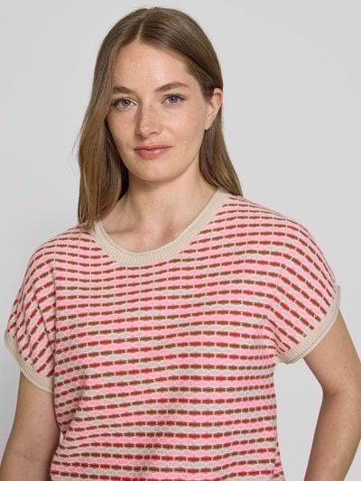 FREE/QUENT Bluzka z dzianiny z okrągłym dekoltem model ‘DODO’ Jasnoczerwony 3