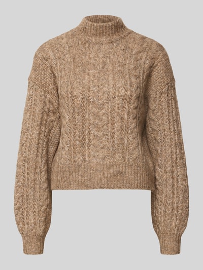 Only Regular Fit Strickpullover mit Woll-Anteil Modell 'LIDA' Sand Melange 2