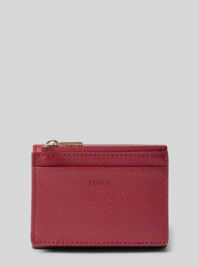 Productfoto, Portemonnaie und Kartenetui im Set aus Leder Modell 'IRIDE' van Furla, echt leer met structuurpatroon, kleur bordeauxrood