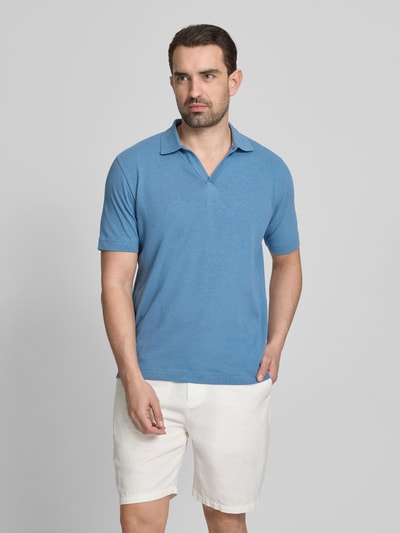 Marc O'Polo Regular Fit Poloshirt aus Baumwoll-Leinen-Mix Blau 4