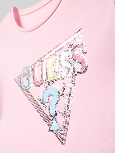 Guess Regular Fit Longsleeve aus Baumwoll-Mix mit Logo-Stitching Hellrosa 2