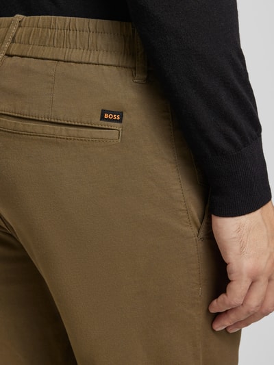 BOSS Orange Tapered fit chino met tunnelkoord Olijfgroen - 3