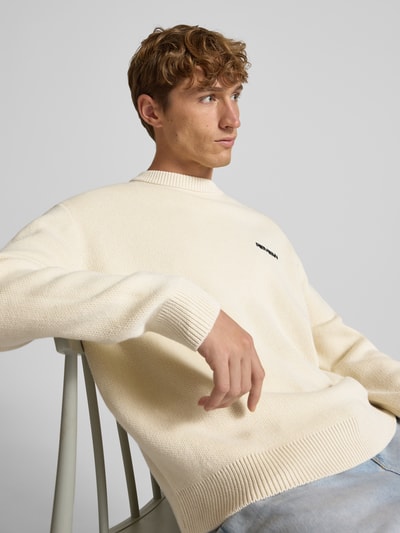 REVIEW Gebreide pullover met labelstitching Ecru - 3