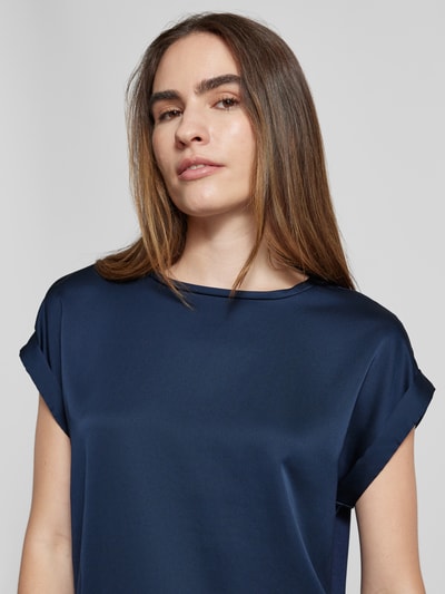 Vila T-shirt met vaste mouwomslagen, model 'VIELLETTE' Marineblauw - 3