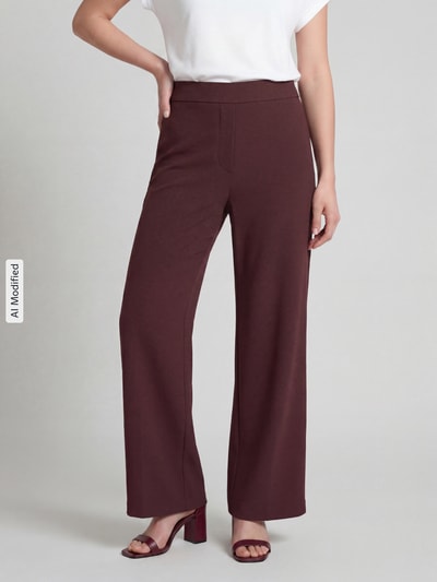 Raffaello Rossi Wijdte broek met elastische band model 'PALINA' Donkerbruin - 4