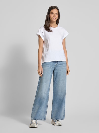 Jake*s Casual T-Shirt mit Motiv-Stitchings Weiss 1