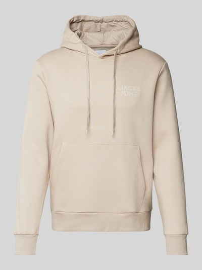 Jack & Jones Hoodie met labelprint, model 'ECORP' Beige - 1