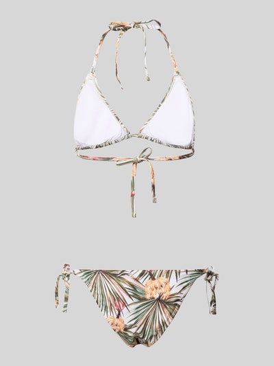 Frauenmodel trägt Bikini-Set im Allover-Look Modell 'LIZ' von Shiwi aus Material-Mix mit Stretch-Anteil, körpernahe Passform, Schnürung, Ganzkörperansicht von vorne