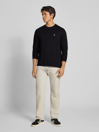 Calvin Klein Jeans Bluzka z długim rękawem i wyhaftowanym logo Czarny 1