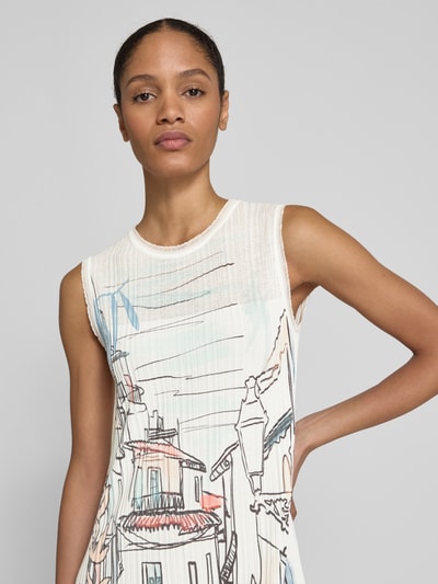 Marc Cain Midikleid mit Rundhalsausschnitt Offwhite 3