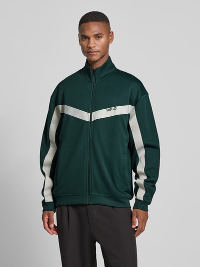 HUGO Relaxed Fit Sweatjacke mit Baumwoll-Anteil Modell 'DARTI' Dunkelgruen 4