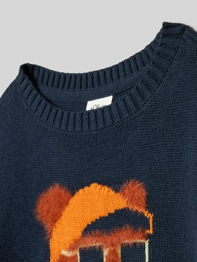 s.Oliver RED LABEL Sweter z dzianiny kroju regular fit z mieszanki bawełny Granatowy 2