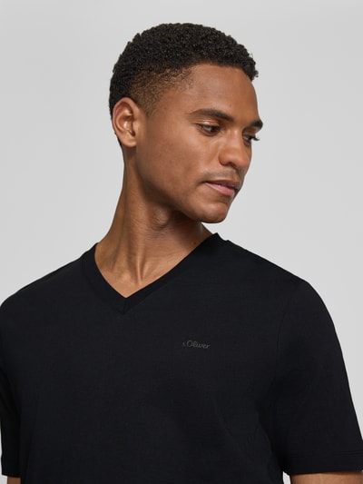 s.Oliver RED LABEL męski t-shirt o kroju regular fit z czystej bawełny Czarny 3