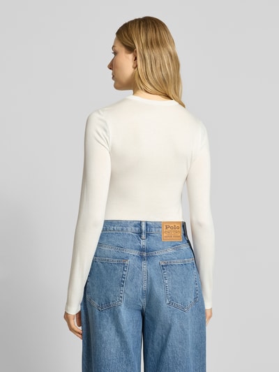 OPUS Longsleeve mit geripptem Rundhalsausschnitt Modell 'Sifa' Offwhite 5