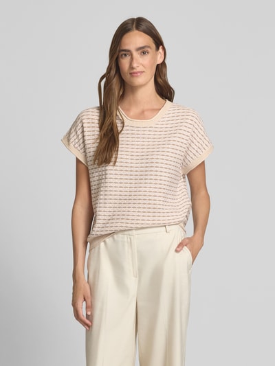 FREE/QUENT Gebreid shirt met ronde hals, model 'DODO' Taupe - 4