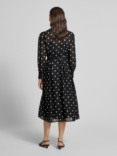 Marc Cain Midi-jurk van een mix van linnen en zijde met riem Zwart - 5