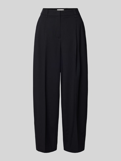 Produktfoto, schwarze Barrel Fit Hose Modell 'Moira Bloom' von OPUS PANTS aus Baumwoll-Mix mit Stretch, Bügelfalten, glatte Textur