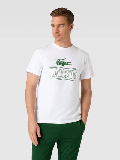 Lacoste T-shirt z nadrukiem z logo Biały 4