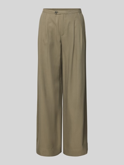 Selected Wide Leg Bundfaltenhose aus Lyocell-Leinen-Mix Modell 'NATUK' Oliv 2