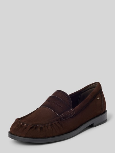 Productfoto, donkerbruine loafers van rundleer van Tamaris, lichte structuur en afgeronde vormen, productnaam: Loafer uit echt rundleer, Dames Loafer van Tamaris