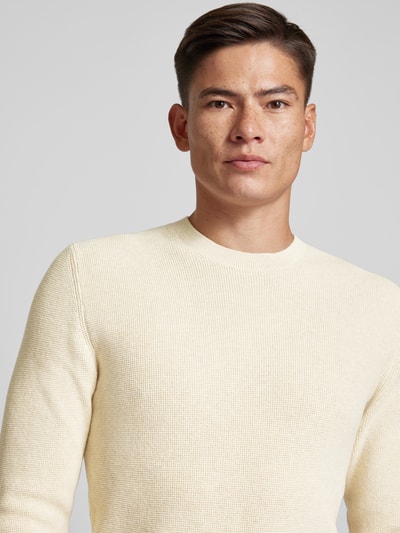 Matinique Gebreide pullover met ronde hals, model 'lagoon' Beige - 3