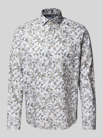 Christian Berg Men Regular Fit Freizeithemd mit floralem Allover-Print Weiss 2