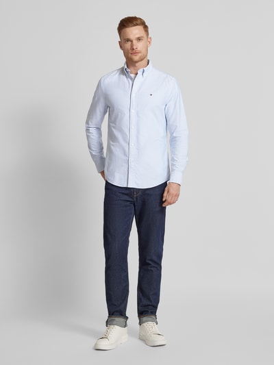 Tommy Hilfiger Regular Fit Business-Hemd mit Logo-Stitching Modell 'OXFORD' Hellblau 1