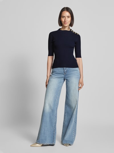 Ted Baker Gebreid shirt met sierknopen en 1/2-mouwen Marineblauw - 1