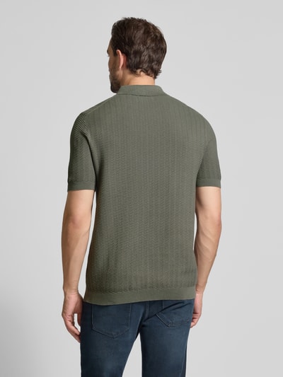 Christian Berg Men Regular Fit Poloshirt mit kurzem Reißverschluss Metallic Gruen 5
