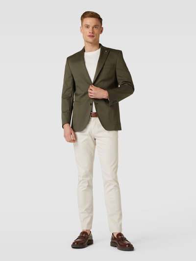 Carl Gross Slim fit 2-knoops colbert met reverskraag, model 'Sander' Olijfgroen - 1