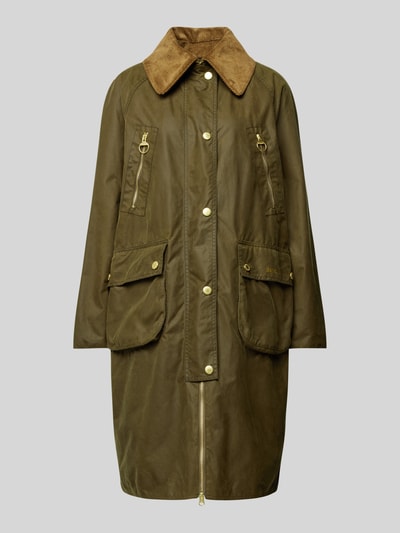 Barbour Lange jas met platte kraag, model 'EBBERSTON WAX' Olijfgroen - 2