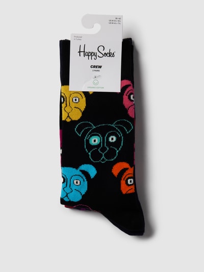 Happy Socks Sokken met all-over motief in een set van 2 stuks, model 'Dog' Zwart - 3