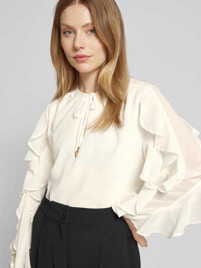 s.Oliver BLACK LABEL Loose fit chiffon blouse met mouwen met ruches Offwhite - 3