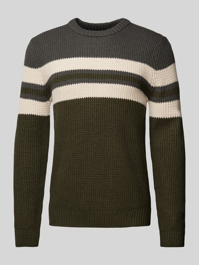 Jack & Jones Strickpullover mit Rundhalsausschnitt Modell 'SANDER' Oliv 1