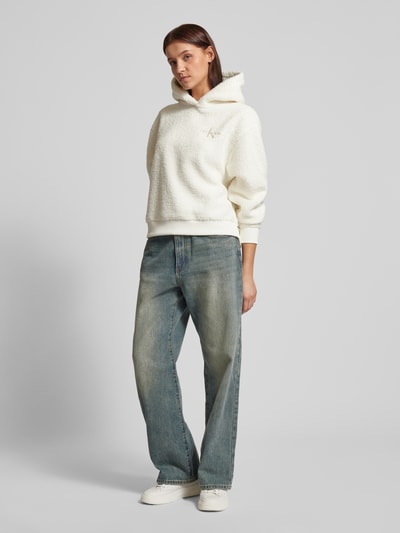 Calvin Klein Jeans Fleece hoodie met labelstitching Ecru - 1