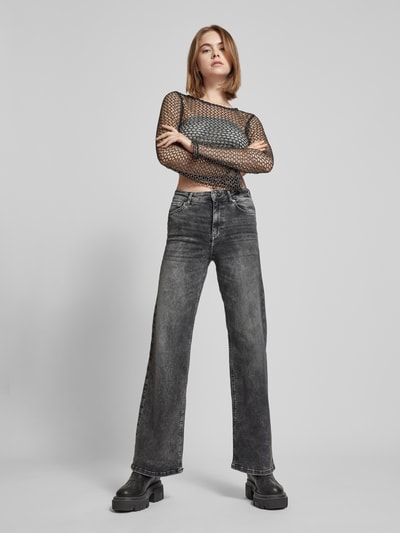 Only Wide fit high waist jeans met studs aan de randen van de zakken, model 'MADISON BLUSH' Antraciet - 1