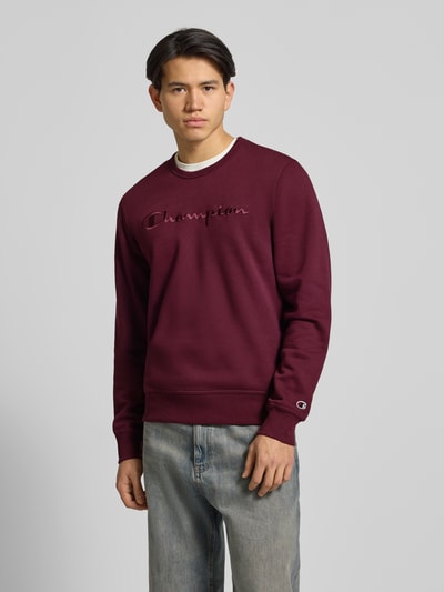CHAMPION Sweatshirt met labelstitching en ronde hals Bordeaux - 4