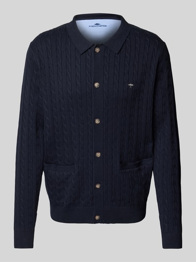 Fynch-Hatton Cardigan mit Zopfmuster Marine 2