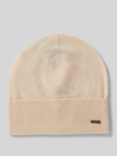 BOSS Beanie mit Label-Applikation Modell 'Lari' Offwhite 1