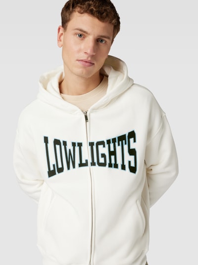 Low Lights Studios Sweatjacke mit Label-Stitching Modell 'Boxer' Offwhite 3