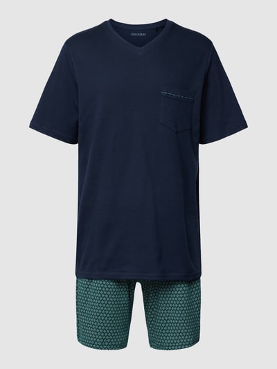 Schiesser Pyjama mit Brusttasche Dunkelblau 2