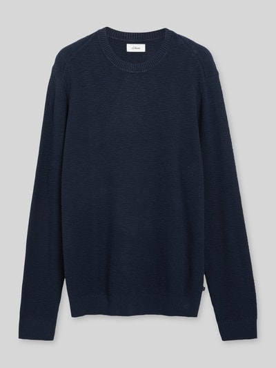 s.Oliver RED LABEL Pullover met structuurbrei-look van pure katoen Marineblauw - 2