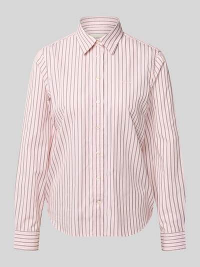 Productfoto, roze-wit gestreepte regular fit blouse met lange mouwen van puur katoen, Regular Fit Langarmbluse aus reiner Baumwolle van GANT, dames