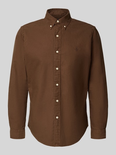 Produktfoto, Vrijetijdsoverhemd van Polo Ralph Lauren in bruin, puur katoen, regular fit, button-downkraag, knoopsluiting, labelstitching.