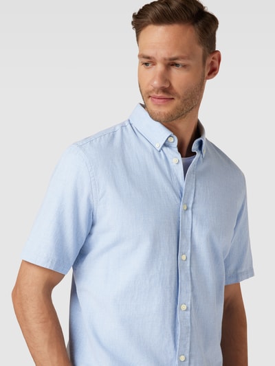 Casual Friday Freizeithemd aus reiner Baumwolle mit Button-Down-Kragen Hellblau 3